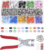 Mandala Crafts Metal Snap Button Kit - Snap on Buttons with Snap Fastener Tool for Sewing Clothing Leather Crafting 10 Assorted Colors 9.5mm 0.37 Inch